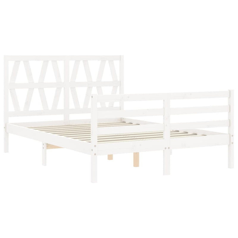 Bed Frame without Mattress White Small Double Solid Wood