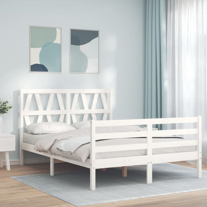 Bed Frame without Mattress White Small Double Solid Wood