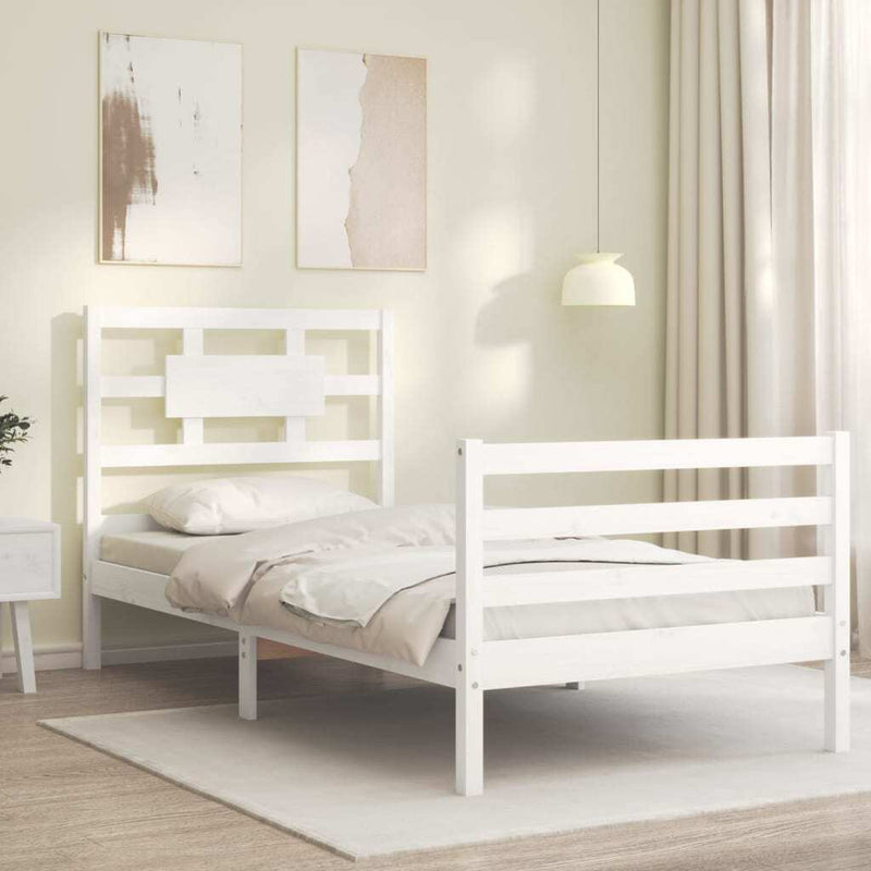 Bed Frame without Mattress White 100x200 cm Solid Wood