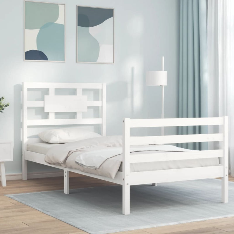 Bed Frame without Mattress White 100x200 cm Solid Wood