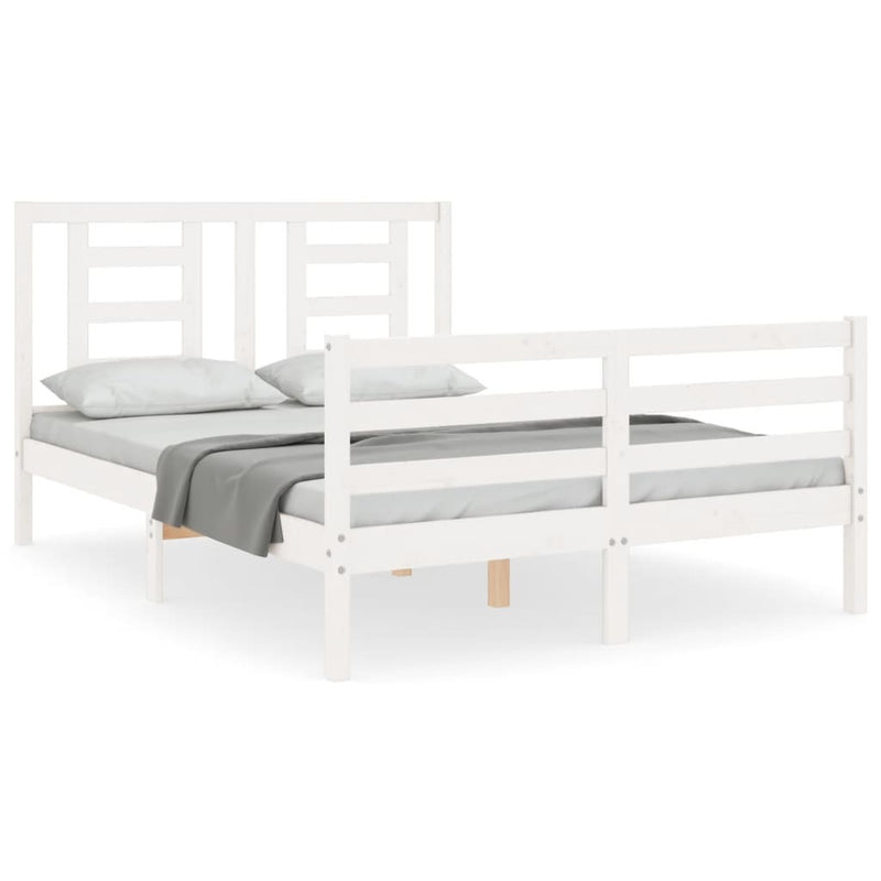 Bed Frame without Mattress White 140x190 cm Solid Wood