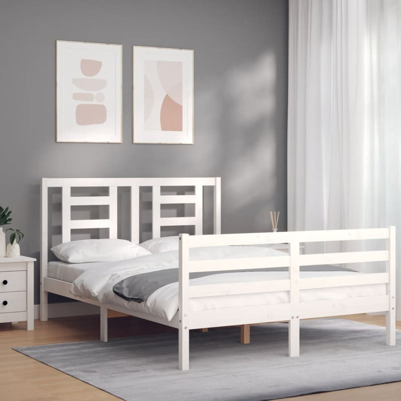 Bed Frame without Mattress White 140x190 cm Solid Wood