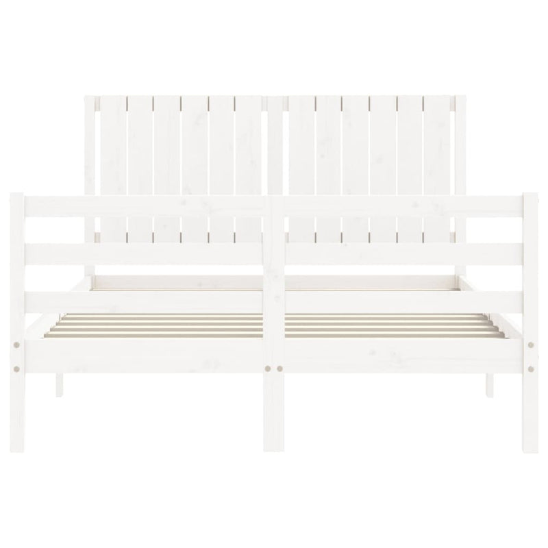 Bed Frame without Mattress White Double Solid Wood