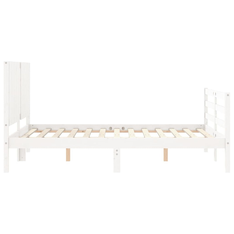 Bed Frame without Mattress White Double Solid Wood