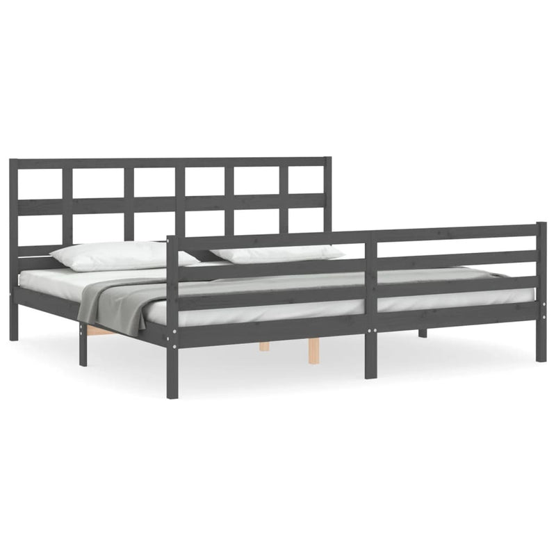 Bed Frame without Mattress Grey 200x200 cm Solid Wood