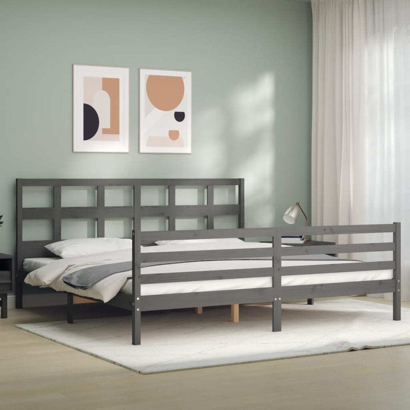 Bed Frame without Mattress Grey 200x200 cm Solid Wood