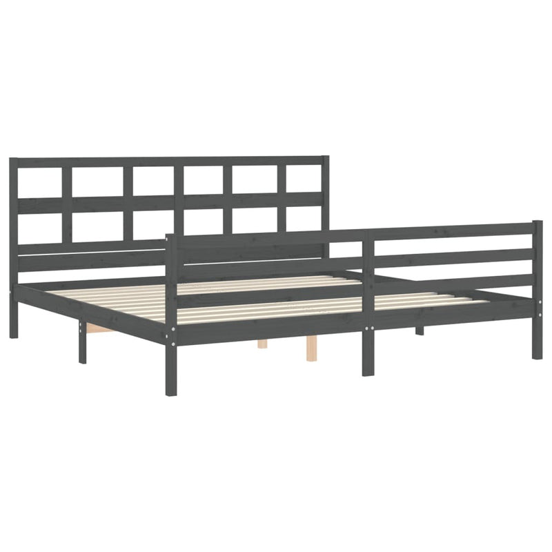 Bed Frame without Mattress Grey 200x200 cm Solid Wood