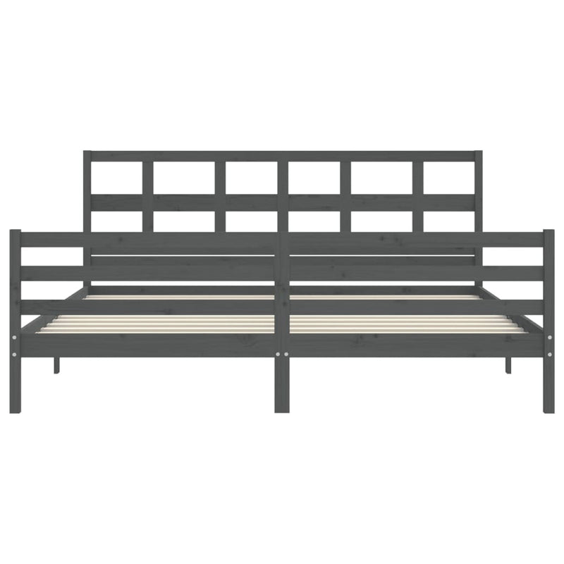 Bed Frame without Mattress Grey 200x200 cm Solid Wood