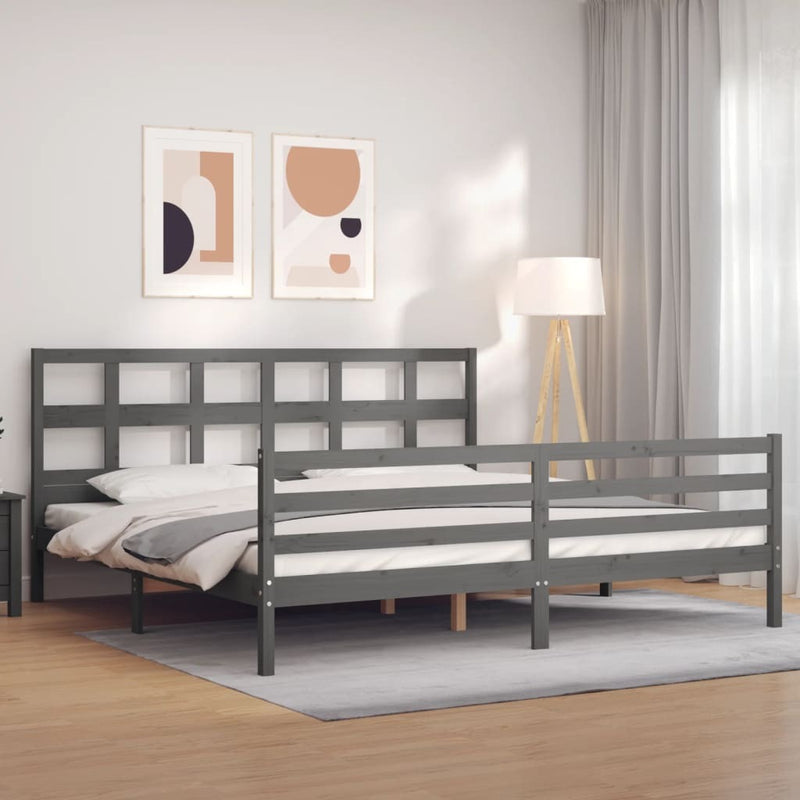 Bed Frame without Mattress Grey 200x200 cm Solid Wood