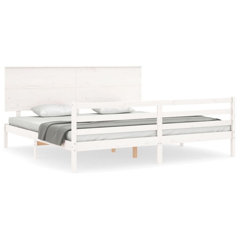 Bed Frame without Mattress White Super King Size Solid Wood