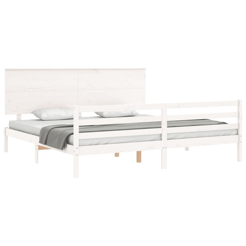 Bed Frame without Mattress White 200x200 cm Solid Wood