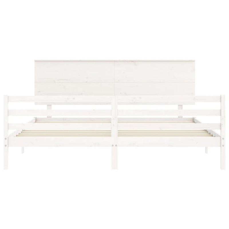 Bed Frame without Mattress White 200x200 cm Solid Wood