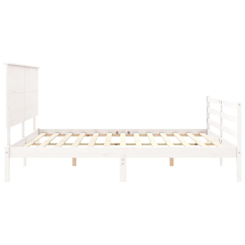 Bed Frame without Mattress White 200x200 cm Solid Wood