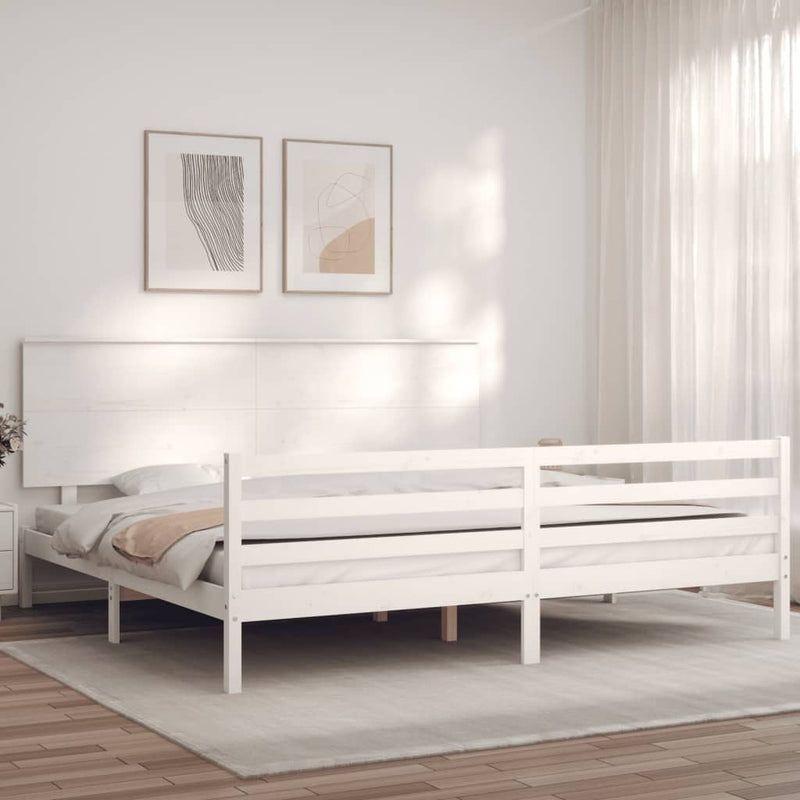 Bed Frame without Mattress White 200x200 cm Solid Wood