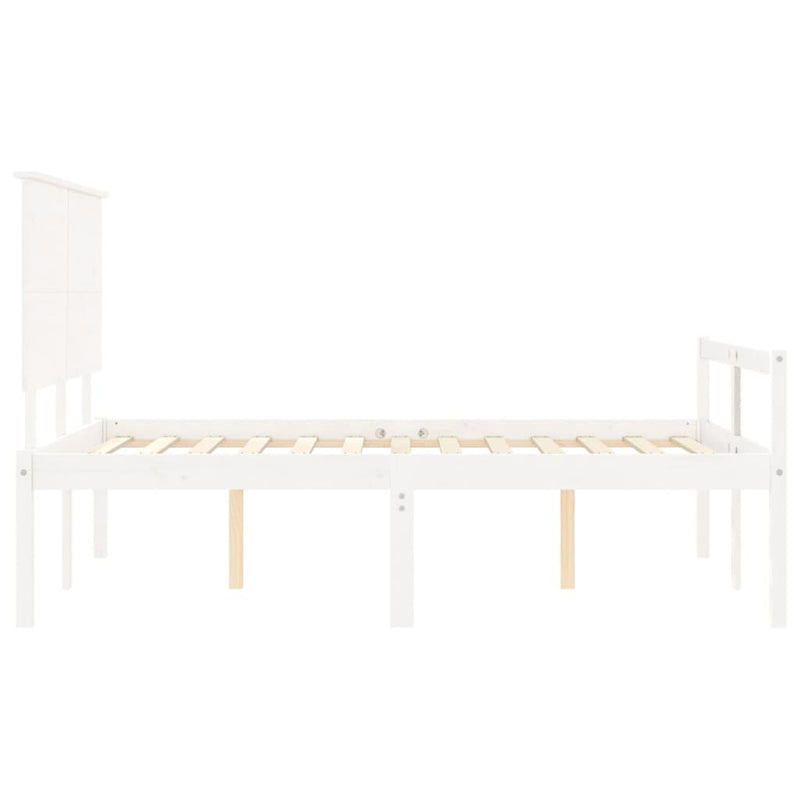 Senior Bed without Mattress White 140x200 cm Solid Wood