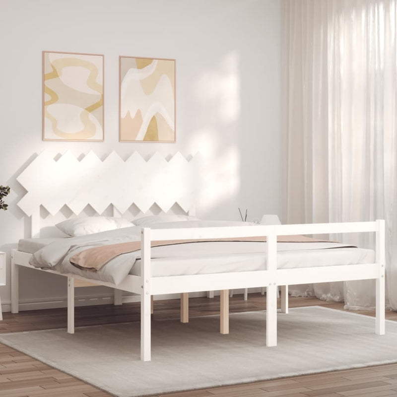 Senior Bed without Mattress White 160x200 cm Solid Wood