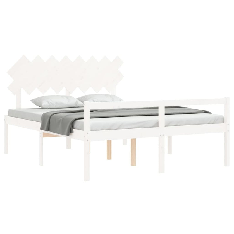 Senior Bed without Mattress White 160x200 cm Solid Wood