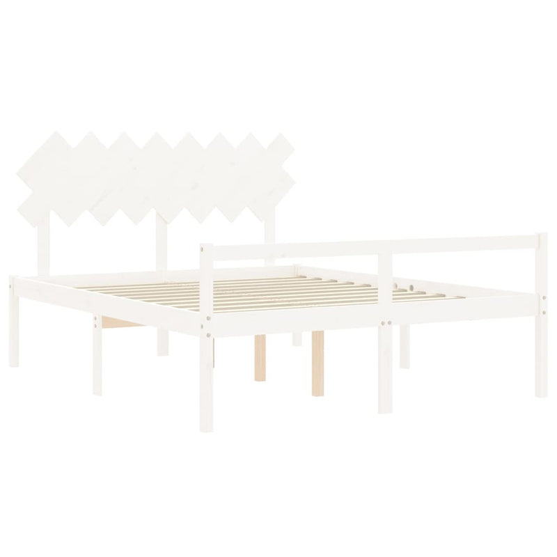 Senior Bed without Mattress White 160x200 cm Solid Wood