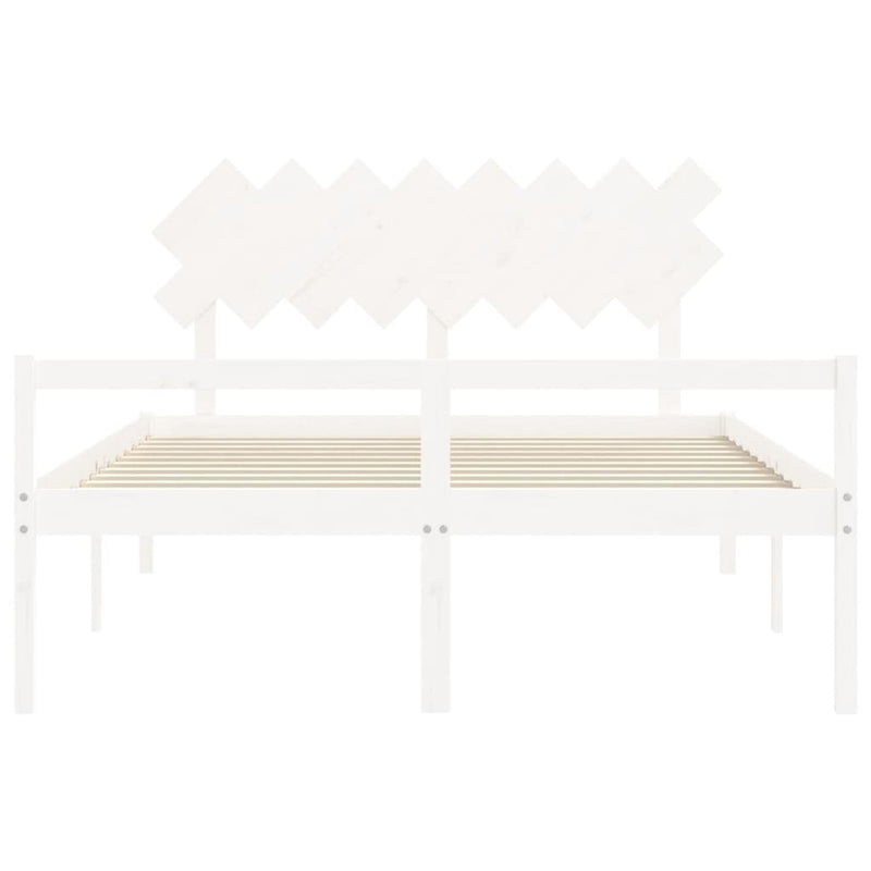 Senior Bed without Mattress White 160x200 cm Solid Wood