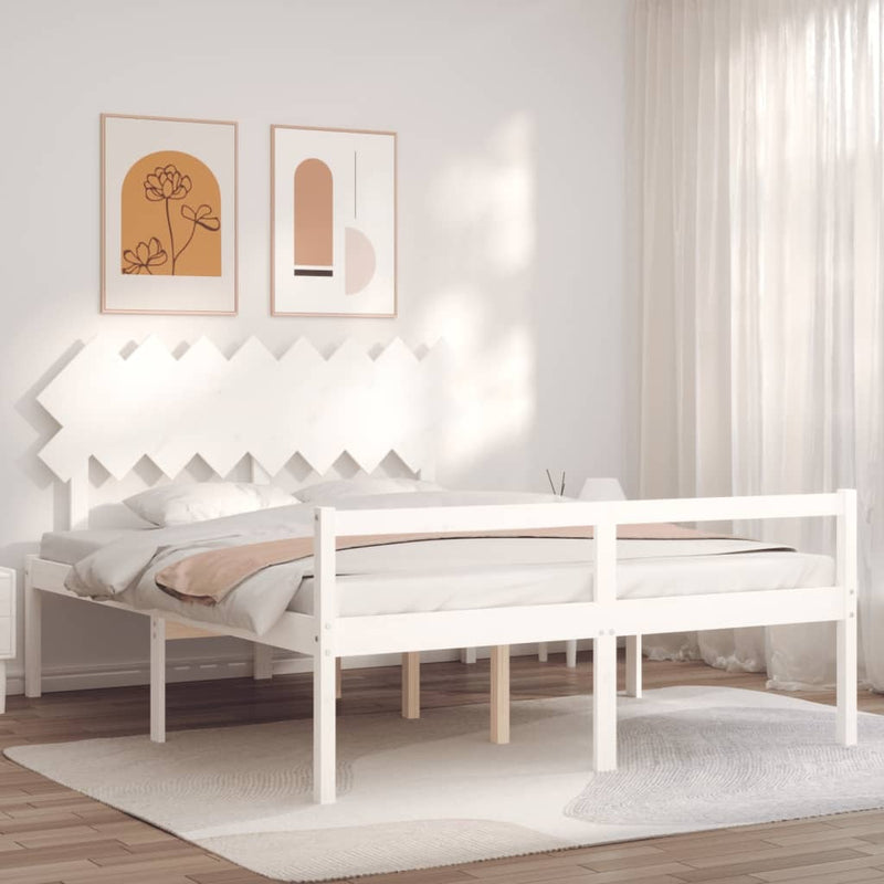 Senior Bed without Mattress White 160x200 cm Solid Wood