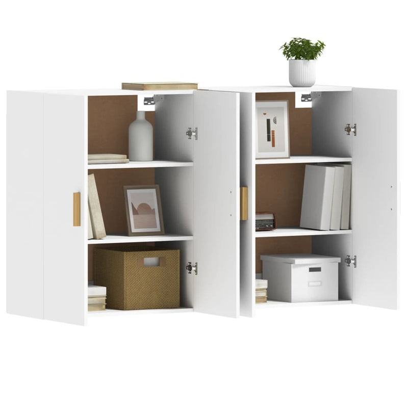 Wall Mounted Cabinets 2 pcs White Engineered Wood