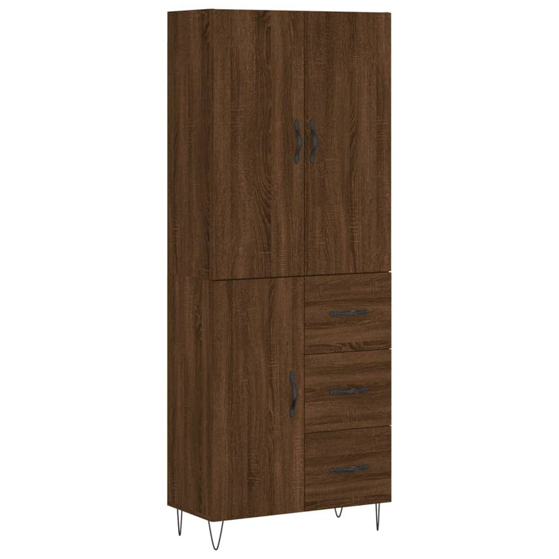 Highboard Brown Oak 69.5x34x180 cm Engineered Wood