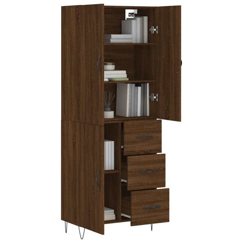 Highboard Brown Oak 69.5x34x180 cm Engineered Wood