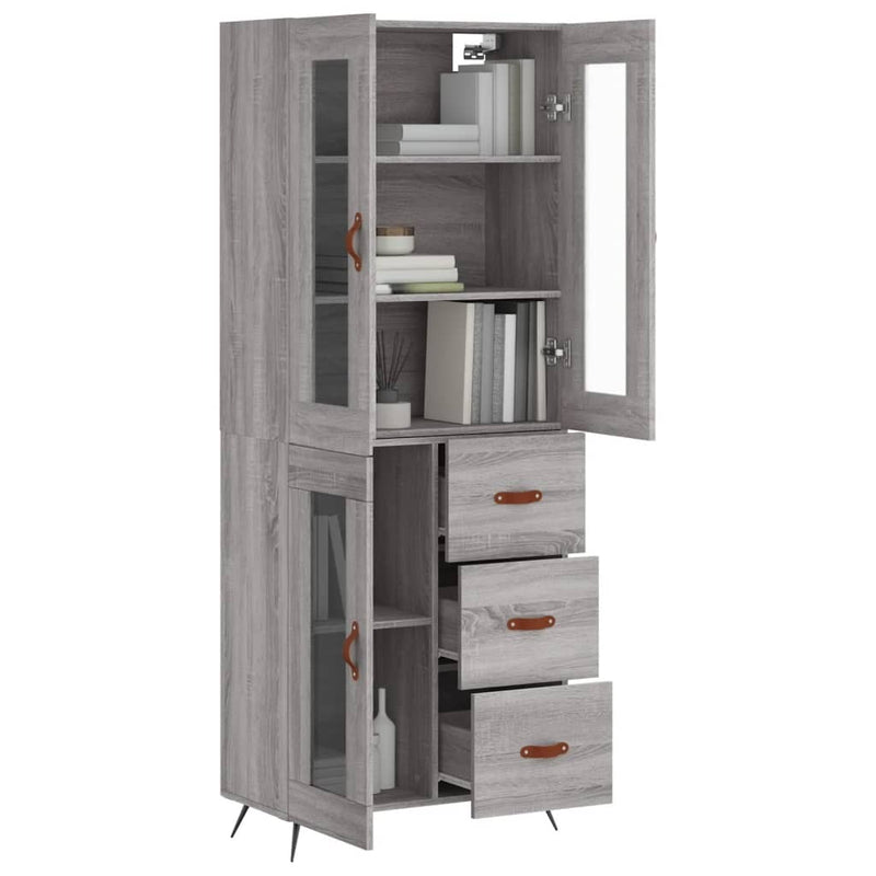 Highboard Grey Sonoma 69.5x34x180 cm Engineered Wood