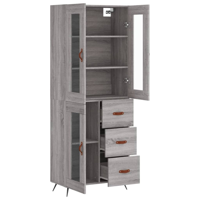 Highboard Grey Sonoma 69.5x34x180 cm Engineered Wood