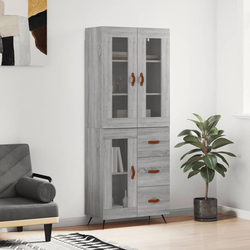 Highboard Grey Sonoma 69.5x34x180 cm Engineered Wood