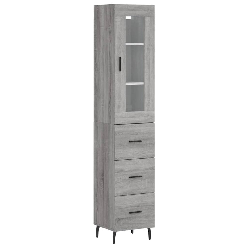 Highboard Grey Sonoma 34.5x34x180 cm Engineered Wood