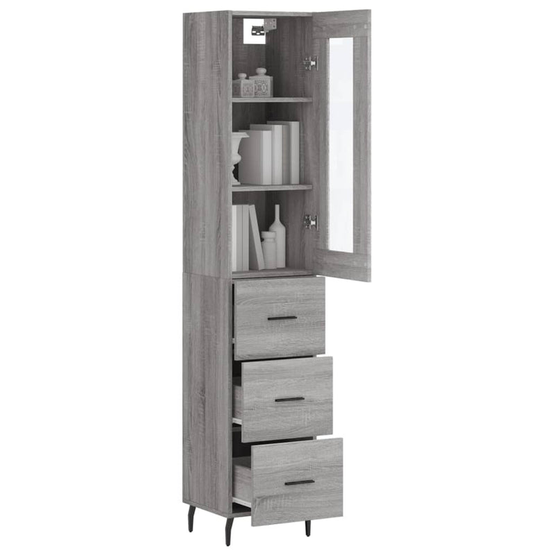 Highboard Grey Sonoma 34.5x34x180 cm Engineered Wood