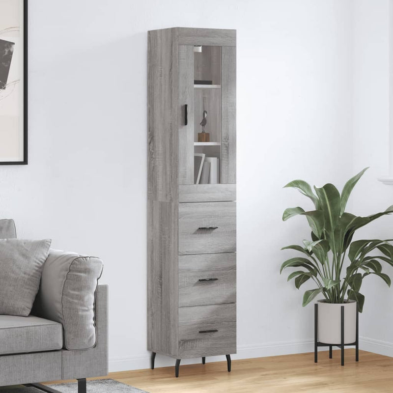 Highboard Grey Sonoma 34.5x34x180 cm Engineered Wood