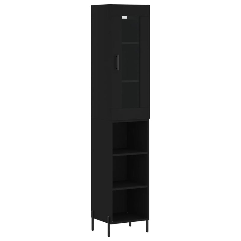 Highboard Black 34.5x34x180 cm Engineered Wood