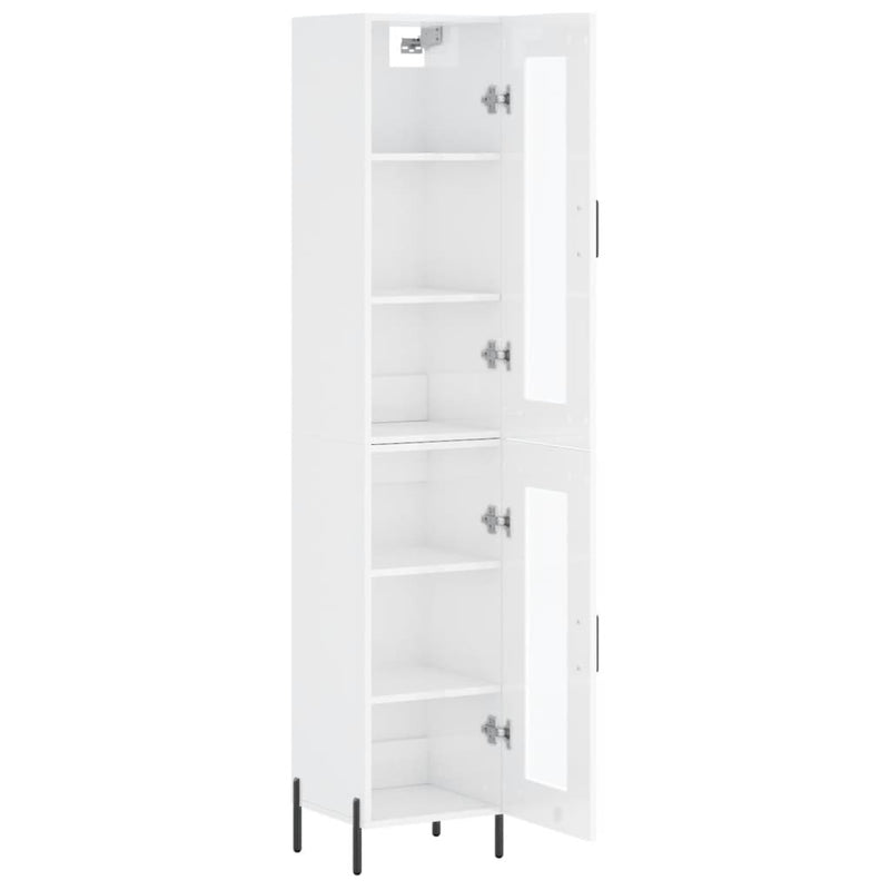 Highboard High Gloss White 34.5x34x180 cm Engineered Wood