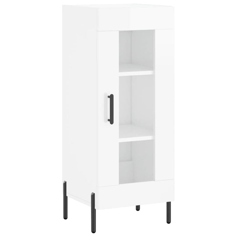 Highboard High Gloss White 34.5x34x180 cm Engineered Wood