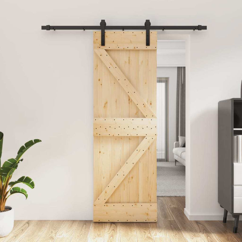 Sliding Door with Hardware Set 70x210 cm Solid Wood Pine