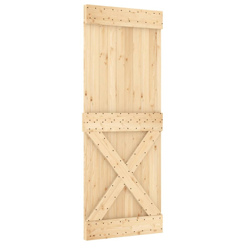 Sliding Door with Hardware Set 80x210 cm Solid Wood Pine