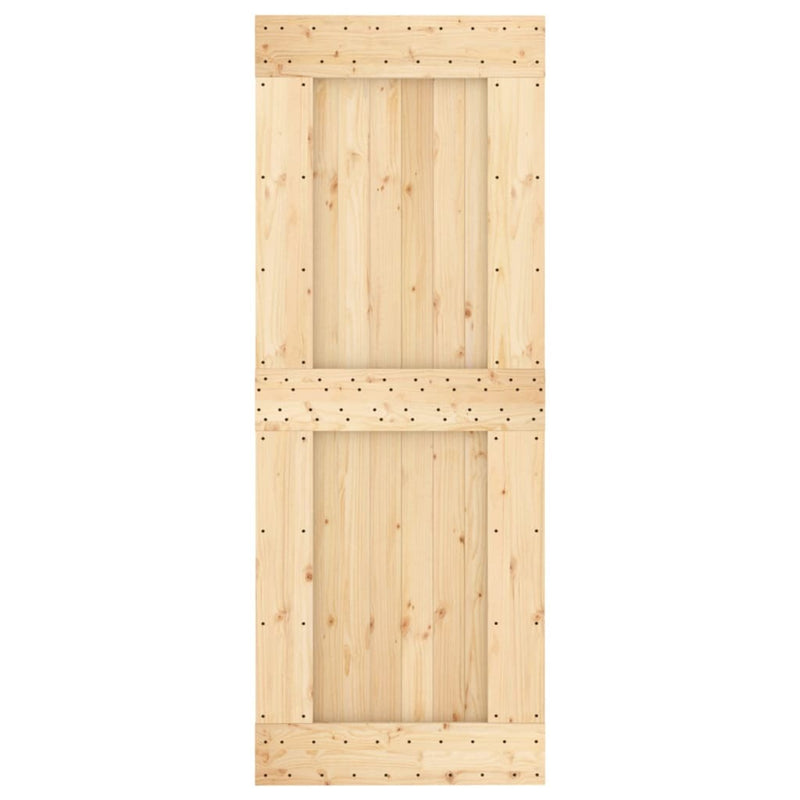 Sliding Door with Hardware Set 80x210 cm Solid Wood Pine