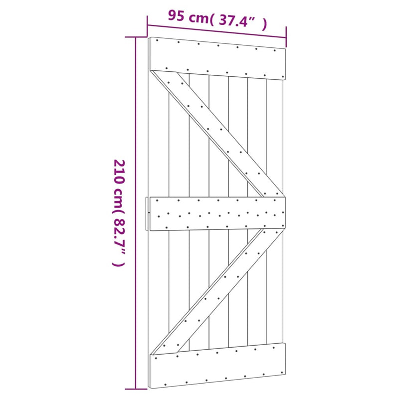 Sliding Door with Hardware Set 95x210 cm Solid Wood Pine