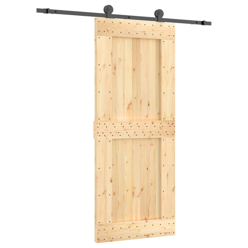 Sliding Door with Hardware Set 85x210 cm Solid Wood Pine