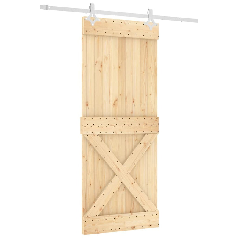 Sliding Door with Hardware Set 85x210 cm Solid Wood Pine