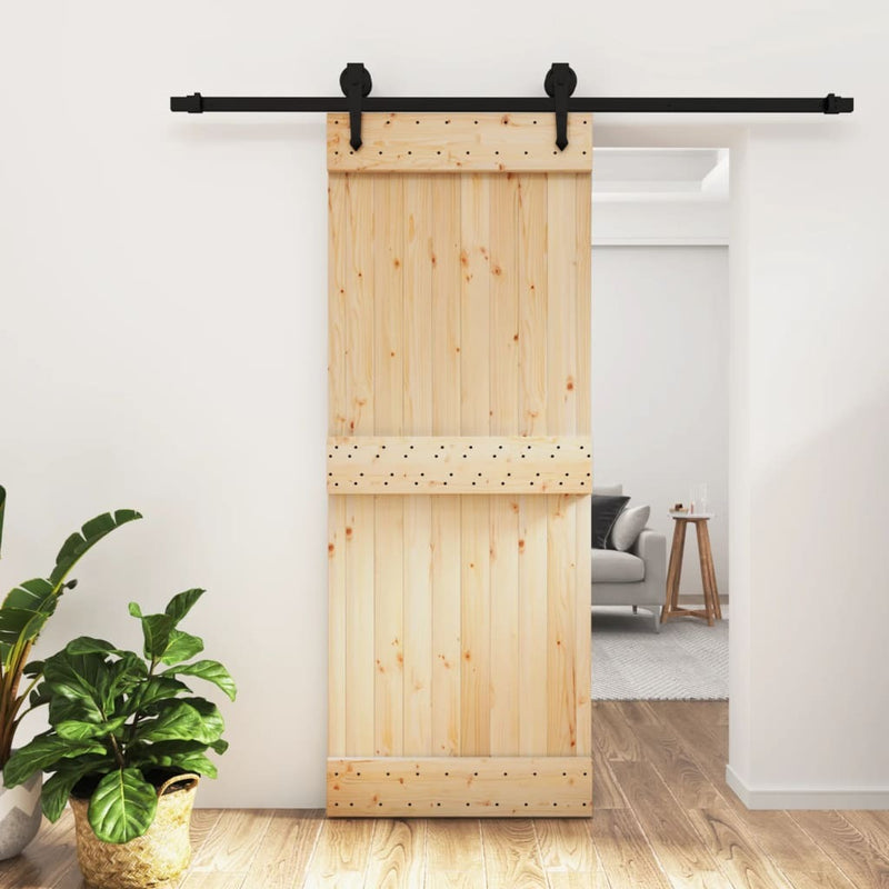 Sliding Door with Hardware Set 80x210 cm Solid Wood Pine