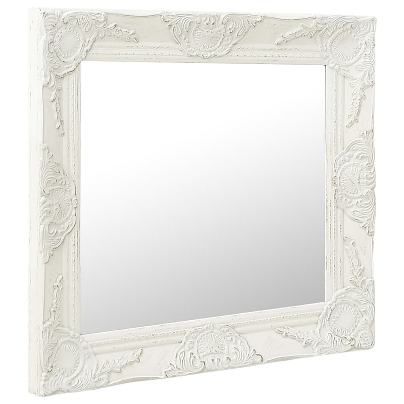 Wall Mirror Baroque Style 60x60 cm White