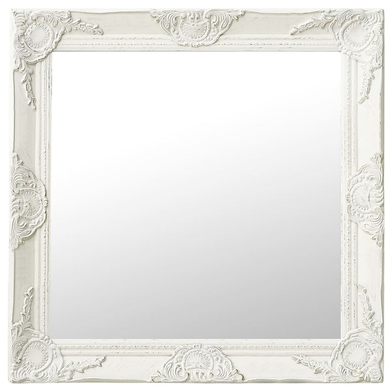 Wall Mirror Baroque Style 60x60 cm White