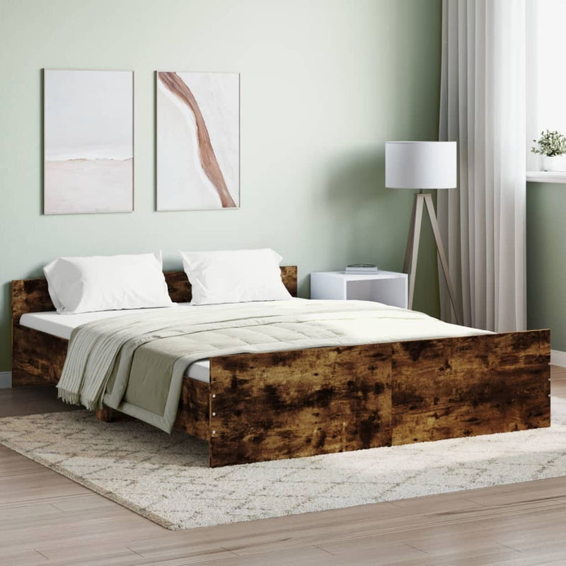 Bed Frame without Mattress Smoked Oak 160x200 cm