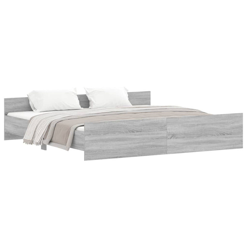 Bed Frame without Mattress Grey Sonoma 180x200 cm Super King