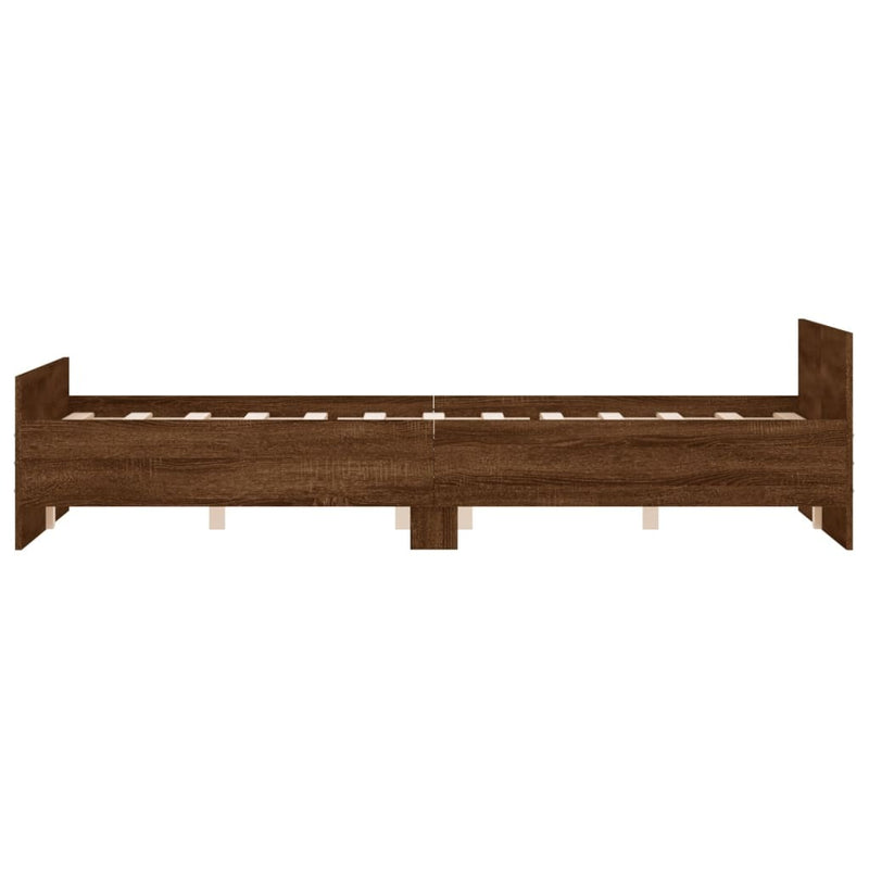 Bed Frame without Mattress Brown Oak 140x190 cm