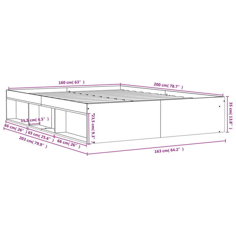 Bed Frame without Mattress Black 160x200 cm