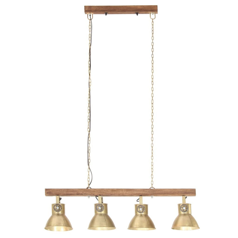 Industrial Ceiling Lamp Brass E27 Mango Wood